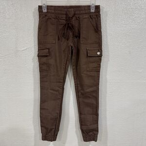 V.I.P. Girls' Size 14 Brown Cargo Jogger Pants Elastic Waist Drawstring Cuffs